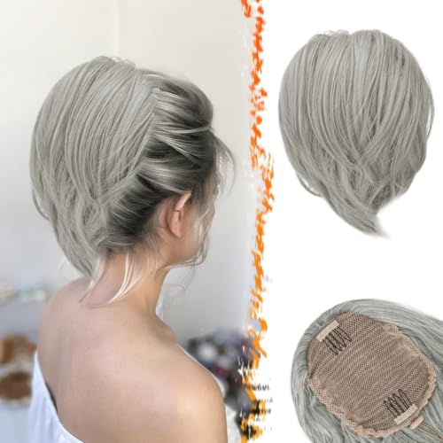 BARSDAR Haarteil Mit Kordelzug - Kurzes Dutt Haarteil Pferdeschwanz für Damen - Glattes Haardutt Haarverlängerung Graue Haar Synthetisch Haarteile Scrunchie Bun - Graue Gemischt BARSDAR Haarteil Mit Kordelzug - Kurzes Dutt Haarteil Pferdeschwanz für Damen - Glattes Haardutt Haarverlängerung Graue Haar Synthetisch Haarteile Scrunchie Bun - Graue Gemischt von BARSDAR