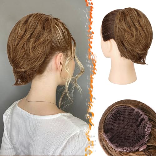 BARSDAR Haarteil Mit Kordelzug - Glattes Dutt Haarteil Braun Haardutt für Damen - Kurzes Glattes Bun Scrunchies Synthetisch Haarverlängerung Pferdeschwanz Haarteile - Auburn Braun BARSDAR Haarteil Mit Kordelzug - Glattes Dutt Haarteil Braun Haardutt für Damen - Kurzes Glattes Bun Scrunchies Synthetisch Haarverlängerung Pferdeschwanz Haarteile - Auburn Braun von BARSDAR