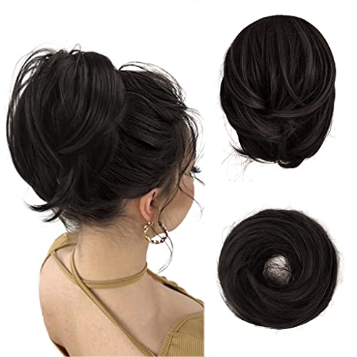 BARSDAR Haarteil Hair Extensions Haarknoten-Pferdeschwanz-Verlängerung,Gerades synthetisches Haarteil, kurzes Pferdeschwanz-Brötchen, Haarschmuck einfach Scrunchie für Frauen 4# Dunkleres Braun von BARSDAR
