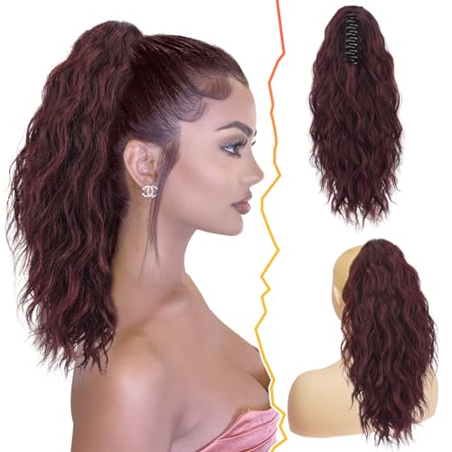 BARSDAR Klauen Clip Pferdeschwanz Verlängerung, 45 cm Lange Lockige Wellige Clip in Pferdeschwanz Haarverlängerungen Natürliche Synthetische Haarteile Ponytail Extension für Frauen von BARSDAR
