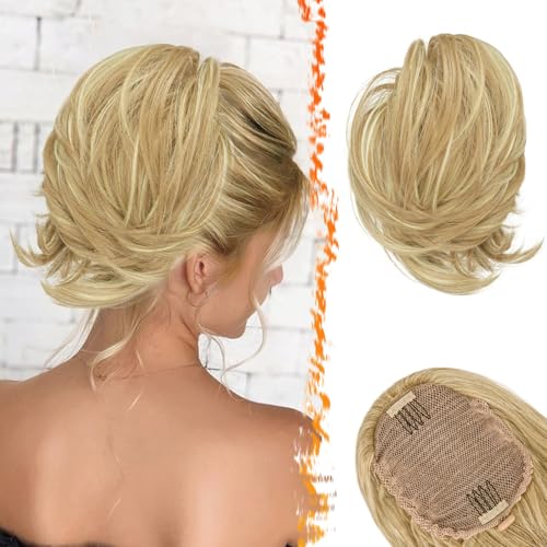 BARSDAR Haarteil Mit Kordelzug - Kurzes Glattes Dutt Haarteil Blond für Damen - Haardutt Scrunchies Synthetisch Pferdeschwanz Haarteile Extensions - Helles Asch Blond Gemischt BARSDAR Haarteil Mit Kordelzug - Kurzes Glattes Dutt Haarteil Blond für Damen - Haardutt Scrunchies Synthetisch Pferdeschwanz Haarteile Extensions - Helles Asch Blond Gemischt von BARSDAR