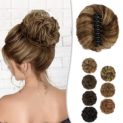 BARSDAR Krallen Clip Messy Bun Haarteil, Clip in Claw Haargummis Lockige Synthetische Haarknoten Haarverlängerung für Damen Pferdeschwanz Hochsteckfrisur Donut Chignon von BARSDAR