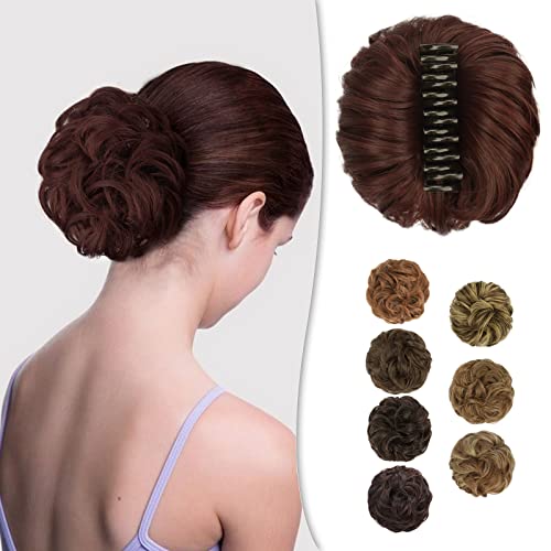 BARSDAR Krallen Clip Messy Bun Haarteil, Clip in Claw Haargummis Lockige Synthetische Haarknoten Haarverlängerung für Damen Pferdeschwanz Hochsteckfrisur Donut Chignon von BARSDAR
