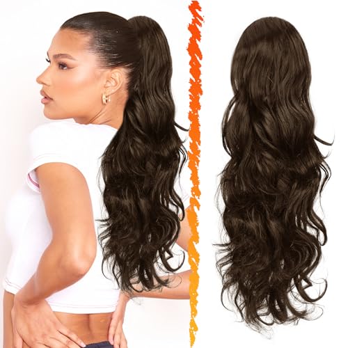 BARSDAR Pferdeschwanz Extensions Braun, 50cm Lockige Gewellt Pferdeschwanz Haarverlängerung mit Kordelzug für Damen Synthetik Clip in Pferdeschwanz Haarteil Ponytail Extension - Braun BARSDAR Pferdeschwanz Extensions Braun, 50cm Lockige Gewellt Pferdeschwanz Haarverlängerung mit Kordelzug für Damen Synthetik Clip in Pferdeschwanz Haarteil Ponytail Extension - Braun von BARSDAR
