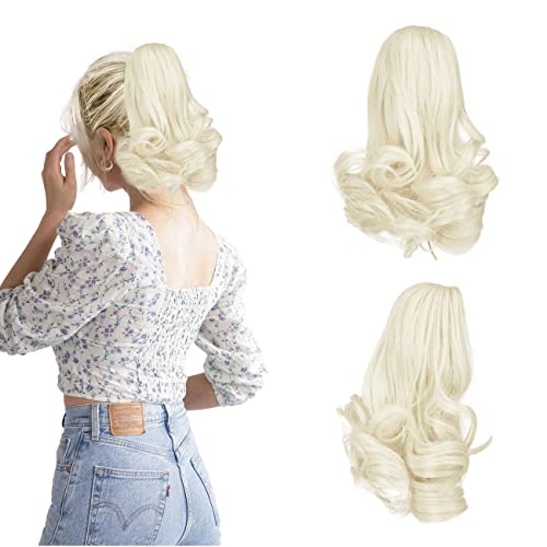 BARSDAR Clip in Klaue Haarverlängerung 25 cm Langer Klauen Pferdeschwanzverlängerung Clip in Claw Lockiger Synthetisches Haarteil für Frauen 60# Aschplatinblond von BARSDAR