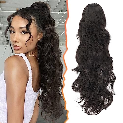 BARSDAR Wellige Locken Pferdeschwanz Haarverlängerung, 50 cm lange lockige Krallen Clip in Pferdeschwanz Nnatürlicher Synthetischer Haarteil Ponytail Extension für Frauen und Mädchen von BARSDAR