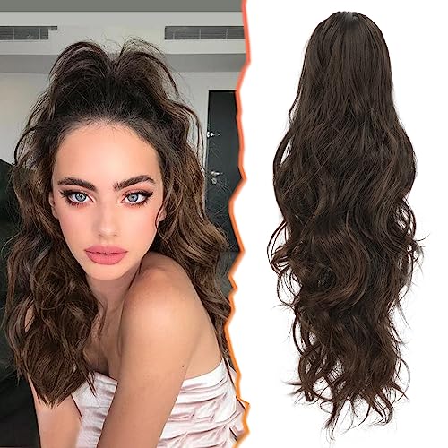 BARSDAR Wellige Locken Pferdeschwanz Haarverlängerung, 50 cm lange lockige Krallen Clip in Pferdeschwanz Nnatürlicher Synthetischer Haarteil Ponytail Extension für Frauen und Mädchen von BARSDAR