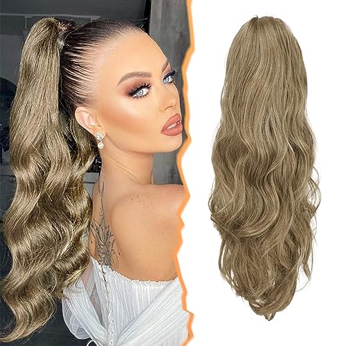 BARSDAR Wellige Locken Pferdeschwanz Haarverlängerung, 50 cm lange lockige Krallen Clip in Pferdeschwanz Nnatürlicher Synthetischer Haarteil Ponytail Extension für Frauen und Mädchen von BARSDAR