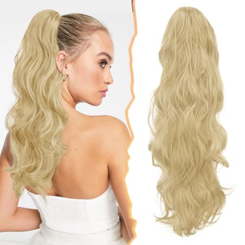 BARSDAR Wellige Locken Pferdeschwanz Haarverlängerung, 50 cm lange lockige Krallen Clip in Pferdeschwanz Nnatürlicher Synthetischer Haarteil Ponytail Extension für Frauen und Mädchen von BARSDAR