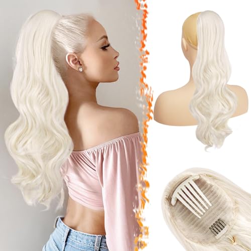 BARSDAR Wellige Pferdeschwanz Haarteil Platinblond mit Kordelzug, 50cm Comb Clip in Ponytail Extension für Frauen Lockige Synthetik Natürliche Pferdeschwanz Haarverlängerung Zopf Haarteile BARSDAR Wellige Pferdeschwanz Haarteil Platinblond mit Kordelzug, 50cm Comb Clip in Ponytail Extension für Frauen Lockige Synthetik Natürliche Pferdeschwanz Haarverlängerung Zopf Haarteile von BARSDAR