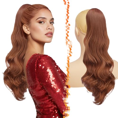BARSDAR Wellige Pferdeschwanz Haarteil mit Kordelzug, 50cm Comb Clip in Ponytail Extension Mittleres Auburn für Frauen Natürliche Lockige Synthetik Pferdeschwanz Haarverlängerung Zopf Haarteile BARSDAR Wellige Pferdeschwanz Haarteil mit Kordelzug, 50cm Comb Clip in Ponytail Extension Mittleres Auburn für Frauen Natürliche Lockige Synthetik Pferdeschwanz Haarverlängerung Zopf Haarteile von BARSDAR