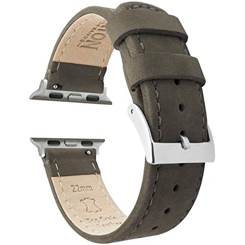 Barton Armband für Apple Watch, Leder, kompatibel mit allen Apple Watch-Modellen, viele Farben, 40 mm, 42 mm oder 44 mm Large Apple Watch (42mm or 44mm) Espresso Brown Leather & Stitching von BARTON WATCH BANDS