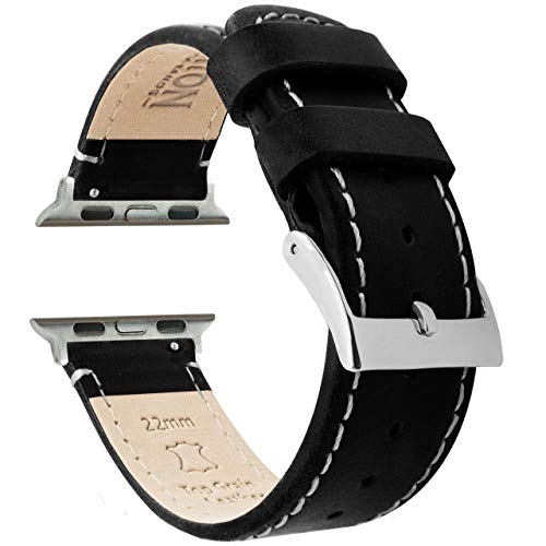 Barton Armband für Apple Watch, Leder, kompatibel mit allen Apple Watch-Modellen, viele Farben, kompatibel mit Apple Watch, Watch 2, Watch 3 & Watch 4, 38 mm, 40 mm, 42 mm oder 44 mm Small Apple Watch (38mm or 40mm) Black Leather / White Stitching Barton Armband für Apple Watch, Leder, kompatibel mit allen Apple Watch-Modellen, viele Farben, kompatibel mit Apple Watch, Watch 2, Watch 3 & Watch 4, 38 mm, 40 mm, 42 mm oder 44 mm Small Apple Watch (38mm or 40mm) Black Leather / White Stitching von BARTON WATCH BANDS