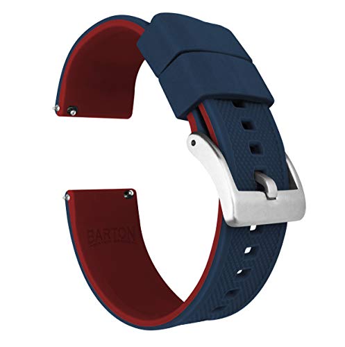 Barton Elite Silikon-Uhrenarmbänder mit Schnellverschluss, verschiedene Farben wählbar, 18 mm, 19 mm, 20 mm, 21 mm, 22 mm, 23mm oder 24 mm 21mm Marineblaues Oberteil / Karminrot unten Barton Elite Silikon-Uhrenarmbänder mit Schnellverschluss, verschiedene Farben wählbar, 18 mm, 19 mm, 20 mm, 21 mm, 22 mm, 23mm oder 24 mm 21mm Marineblaues Oberteil / Karminrot unten von BARTON WATCH BANDS