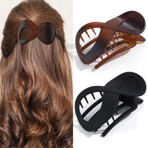 BARTOSI Flache Haarspangen, schwarz, französische Concord-Haarklammern für dickes Haar, Bananen-Haarspangen, Styling-Haarschmuck für Frauen und Mädchen (2 Stück) von BARTOSI