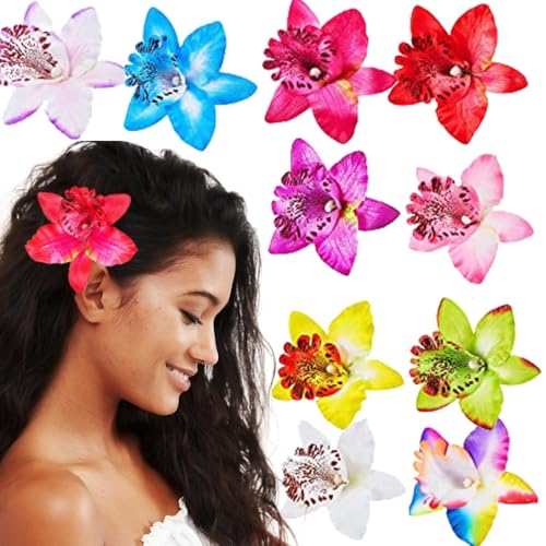 Bartosi 9 Stück Damen Blumen Haarspangen Chiffon Orchidee Alligator Clips Haar Brrettes für Braut Hochzeit Strand Meer Haarnadeln Mode Kopfstücke Haarschmuck für Frauen und Mädchen von BARTOSI
