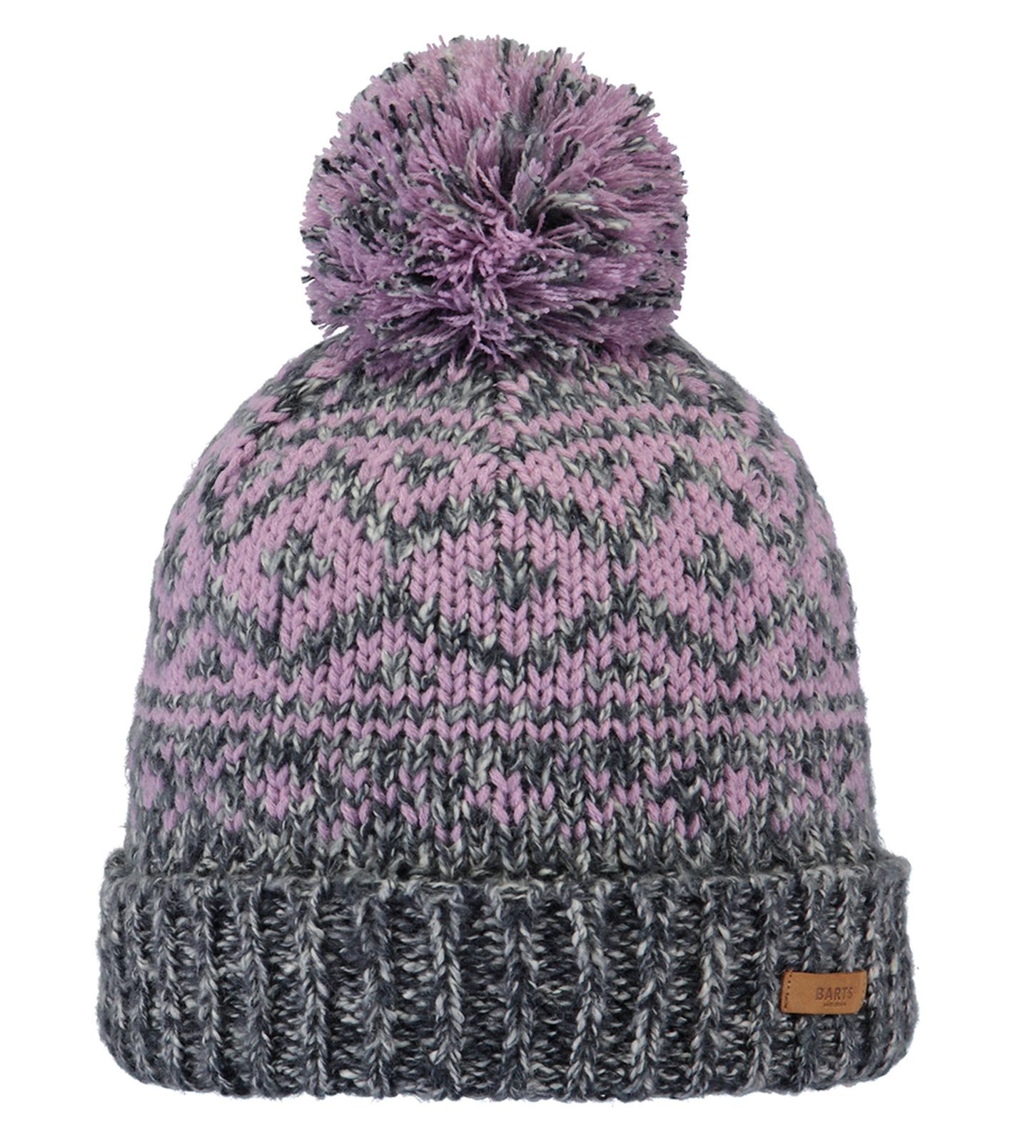 Barts Romance Damen Beanie kuschlige Bommel-Mütze Rippstrick-Mütze 4525003 Rosa/Navy von BARTS