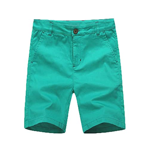 BASADINA Jungen Shorts Chino Sommer Flache Front Baumwolle Short Taille verstellbar 3-13 Jahre - Grün - 6-7 Jahre von BASADINA