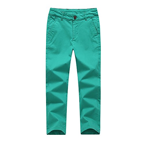 BASADINA Jungenhose, 6 Farben, Sommer-Chino Baumwolle, mit Verstellbarer Taille, 4-14 Jahre - Grün - 7-8 Jahre von BASADINA