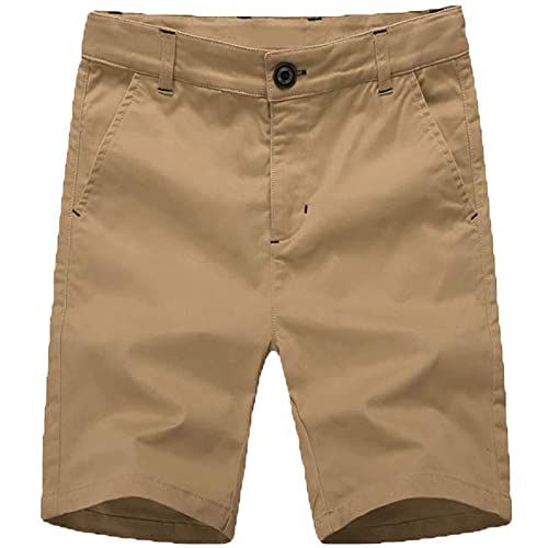 basadina Jungen Shorts Baumwolle Chino Shorts mit verstellbarer Taille Hose Kinder Sommerkleidung 4-14 Jahre Gr. 122, camel von BASADINA