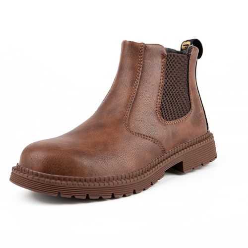 BASANYAO Sicherheitsstiefel Herren Wasserdicht Arbeitsschuhe Stahlkappe Rutschfest Knöchelhoch Schutzschuhe Leder Light Arbeitsstiefel Safety Shoes Unisex 36-48 EU von BASANYAO