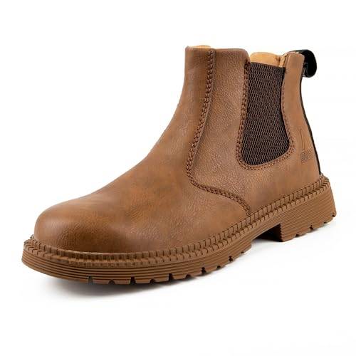 BASANYAO Sicherheitsstiefel Herren Wasserdicht Arbeitsschuhe Stahlkappe Rutschfest Knöchelhoch Schutzschuhe Leder Light Arbeitsstiefel Safety Shoes Unisex 36-48 EU von BASANYAO