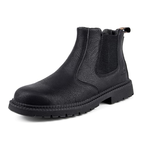 BASANYAO Sicherheitsstiefel Herren Wasserdicht Arbeitsschuhe Stahlkappe Rutschfest Knöchelhoch Schutzschuhe Leder Light Arbeitsstiefel Safety Shoes Unisex 36-48 EU von BASANYAO