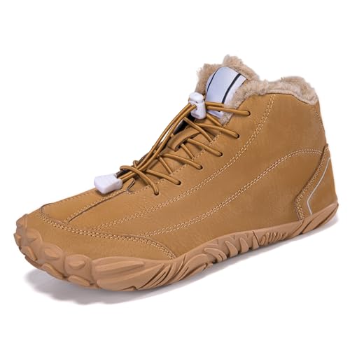 BASANYAO Winter Herren Barfußschuhe Winterschuhe Warme Gefüttert Wanderschuhe Leicht rutschfest Winterstiefel Wasserdicht Gr.39-47 von BASANYAO
