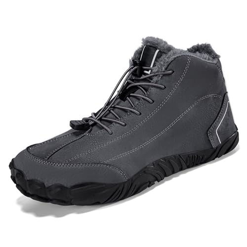 BASANYAO Winter Herren Barfußschuhe Winterschuhe Warme Gefüttert Wanderschuhe Leicht rutschfest Winterstiefel Wasserdicht Gr.39-47 von BASANYAO