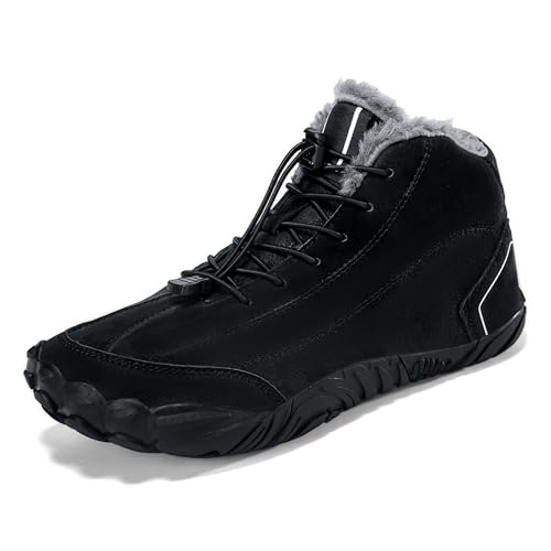BASANYAO Winter Herren Barfußschuhe Winterschuhe Warme Gefüttert Wanderschuhe Leicht rutschfest Winterstiefel Wasserdicht Gr.39-47 von BASANYAO