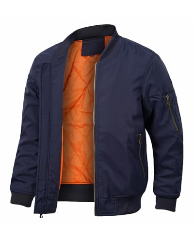 BASDUTUE Herren Übergangsjacke Winterjacke Bomberjacke Winddichte Warm Lässige Classics Jacke Leichte Active Coat Outdoor Trainingsjacke L Marineblau BASDUTUE Herren Übergangsjacke Winterjacke Bomberjacke Winddichte Warm Lässige Classics Jacke Leichte Active Coat Outdoor Trainingsjacke L Marineblau von BASDUTUE