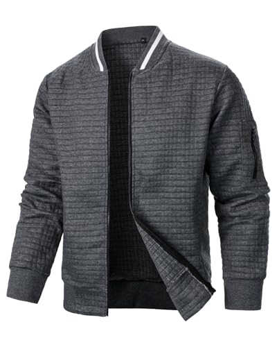 BASDUTUE Jacke Herren Übergangsjacke Leichte DüNne Collegejacke Bomberjacke Stehkragen Casual Blouson Mit Tasche M Grau BASDUTUE Jacke Herren Übergangsjacke Leichte DüNne Collegejacke Bomberjacke Stehkragen Casual Blouson Mit Tasche M Grau von BASDUTUE
