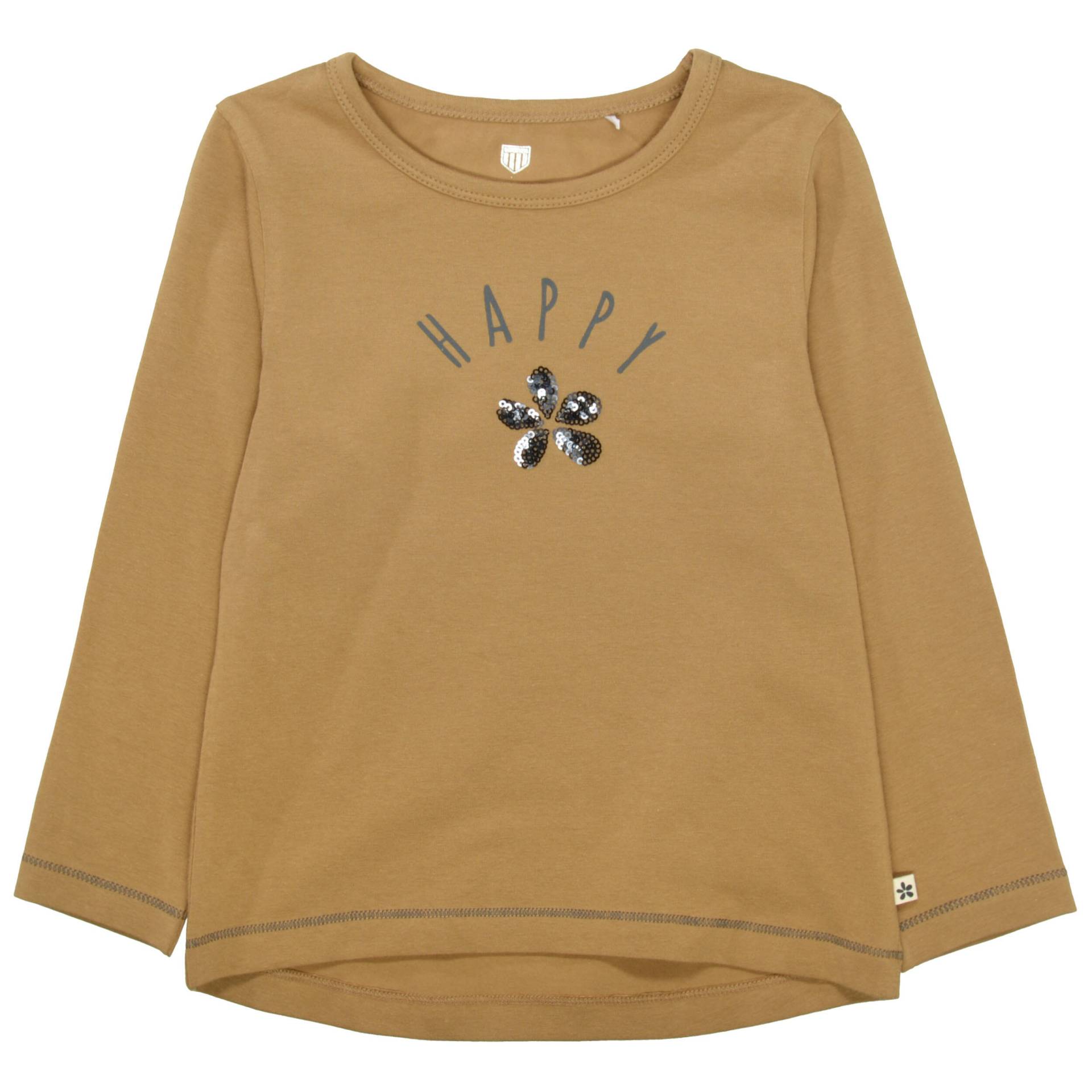 BASEFIELD - BASEFIELD Langarmshirt mit Blume aus Pailletten amber green von BASEFIELD