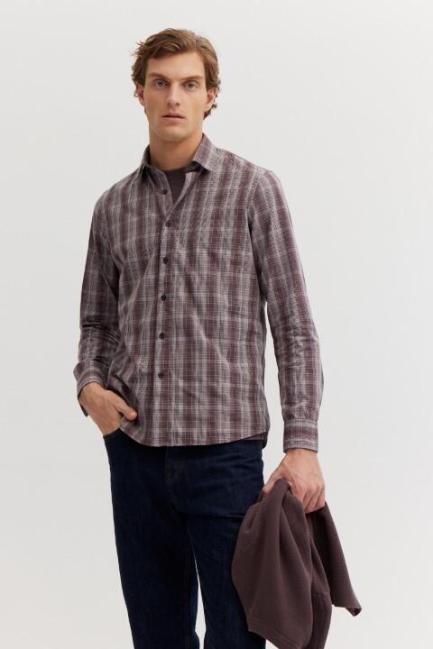 BASEFIELD - H.-Freizeithemd 1/1 Arm aubergine - Gr. - 3XL von BASEFIELD