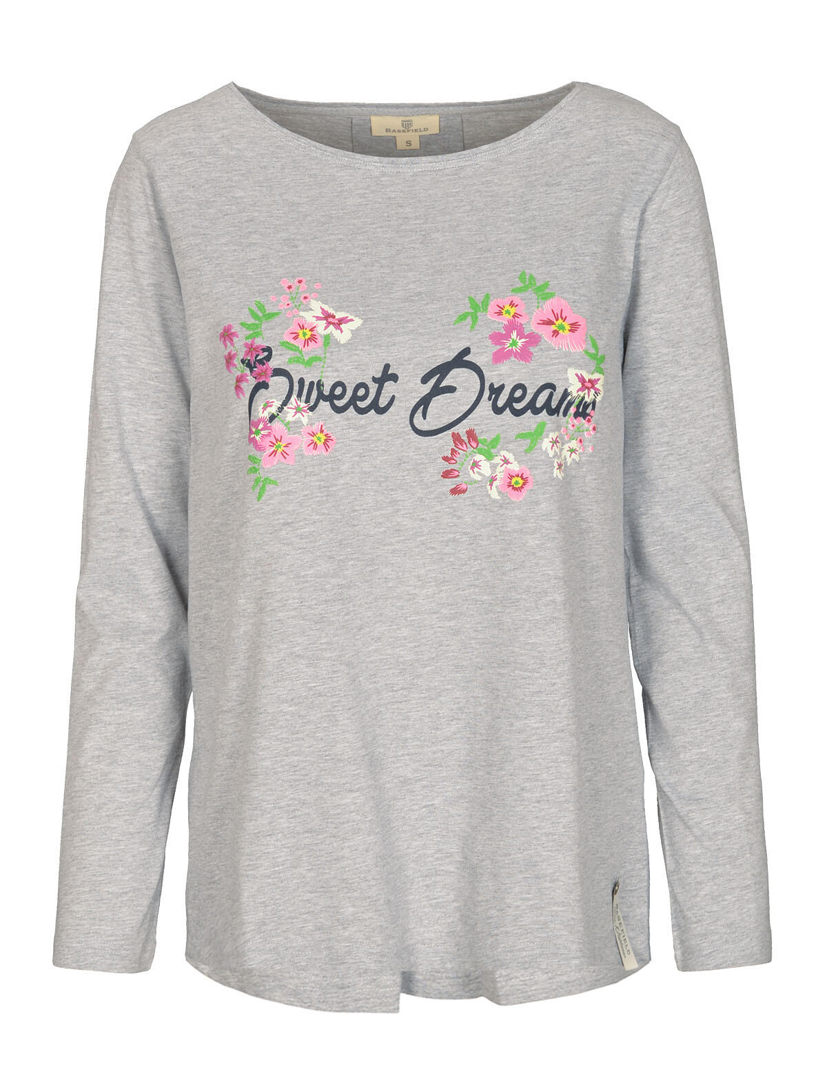 BASEFIELD - HOMEWEAR Langarmshirt mit Front-Print silver mel - Gr. - XL von BASEFIELD