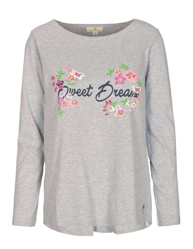 BASEFIELD - HOMEWEAR Langarmshirt mit Front-Print silver mel - Gr. - XL von BASEFIELD