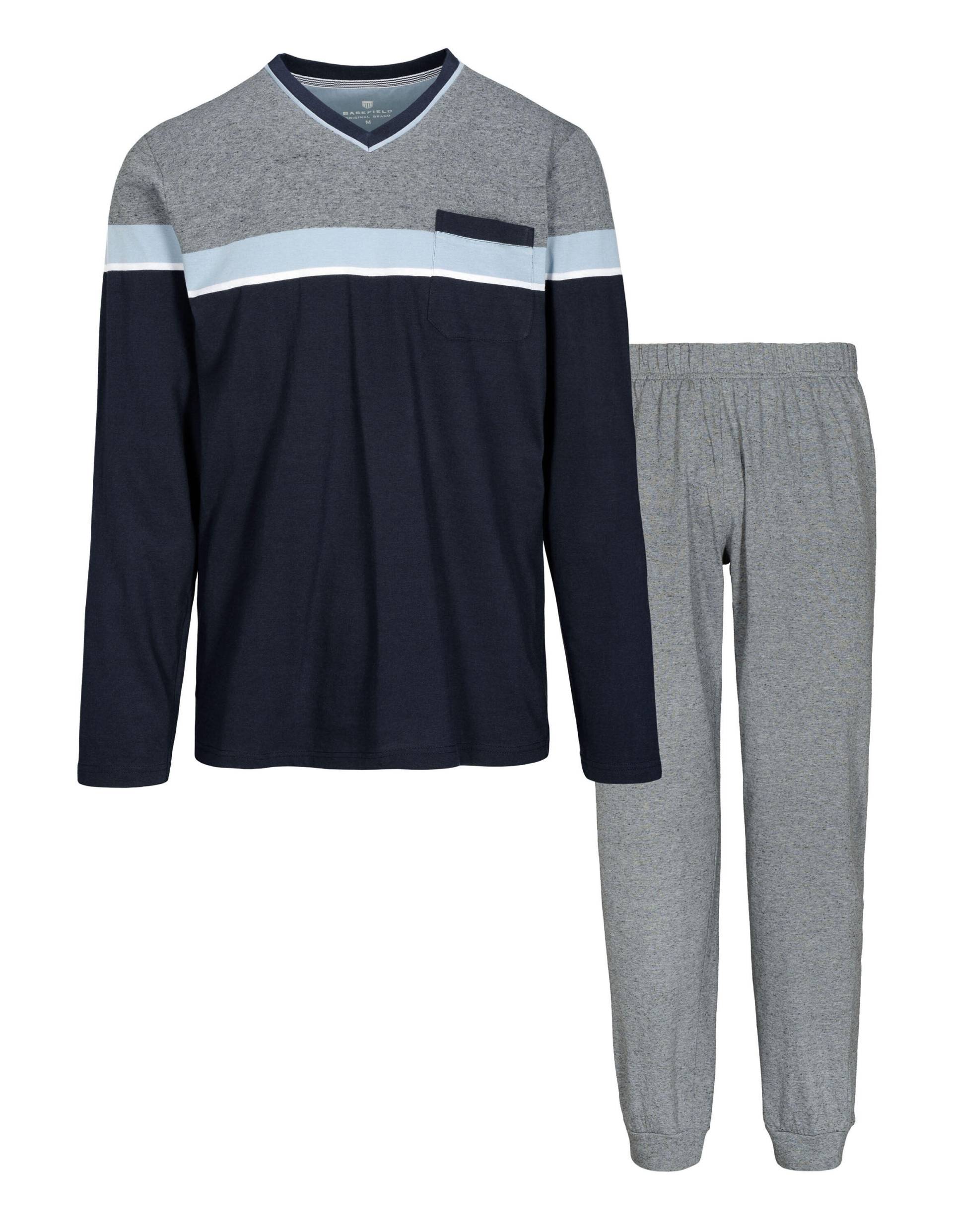 BASEFIELD - He.-Pyjama Colour Block iron/denim/blue - Gr. - XXL von BASEFIELD
