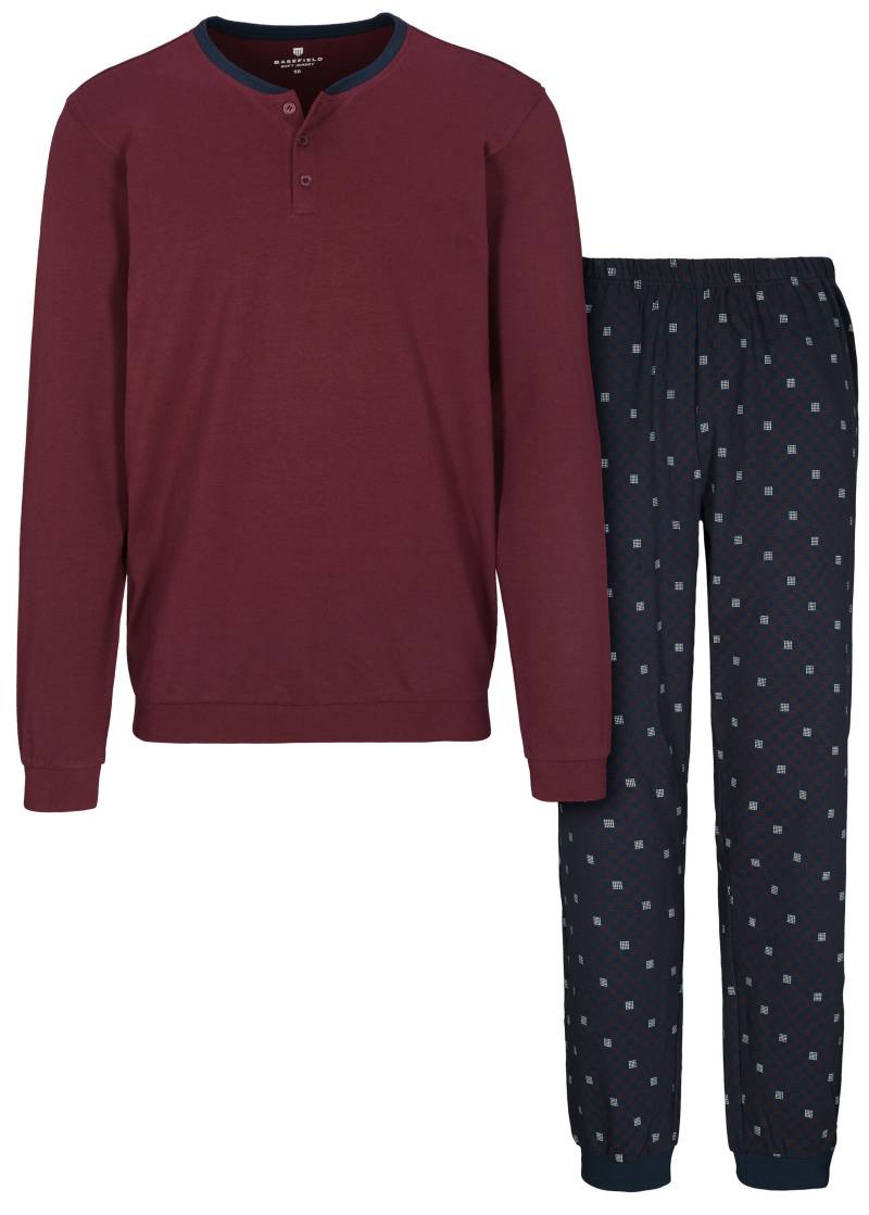 BASEFIELD - He.-Pyjama Feininterlock merlot/ ink aop - Gr. - 3XL von BASEFIELD