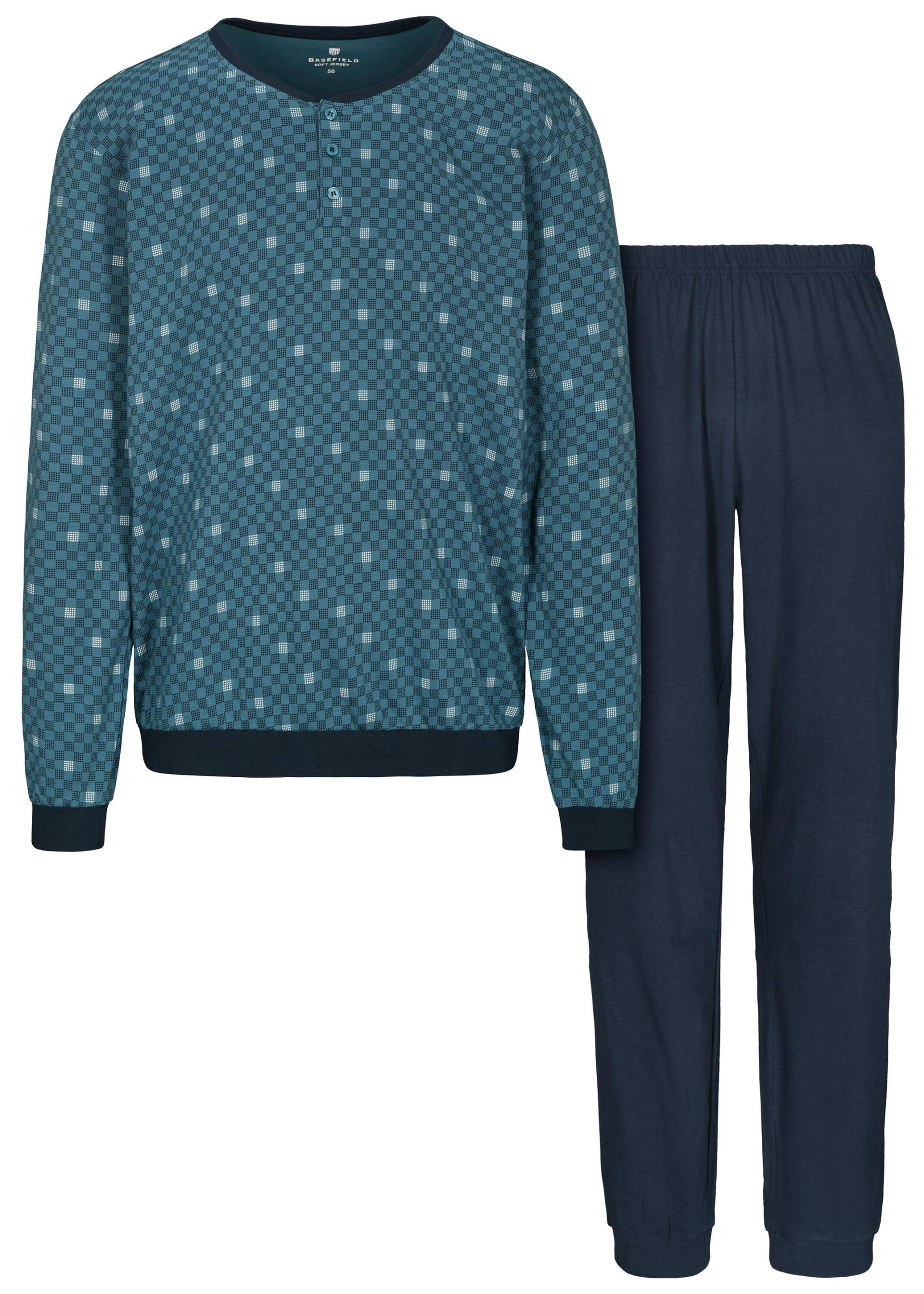 BASEFIELD - He.-Pyjama Feininterlock steel aop/ink - Gr. - XXL von BASEFIELD