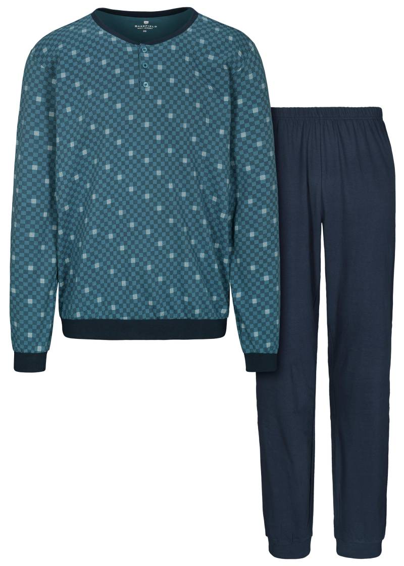 BASEFIELD - He.-Pyjama Feininterlock steel aop/ink - Gr. - XXL von BASEFIELD