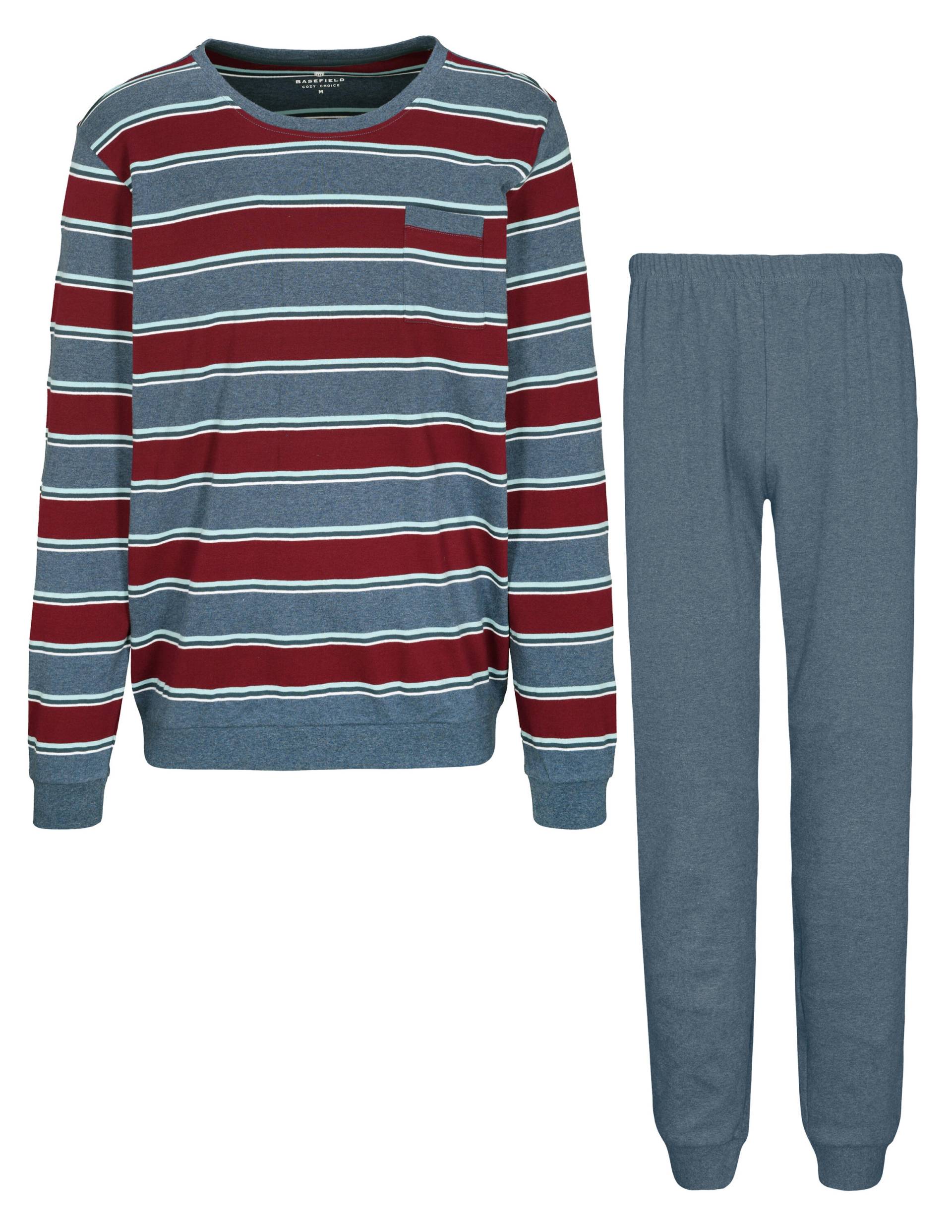 BASEFIELD - He.-Pyjama Interlock darkblue stripe - Gr. - L von BASEFIELD