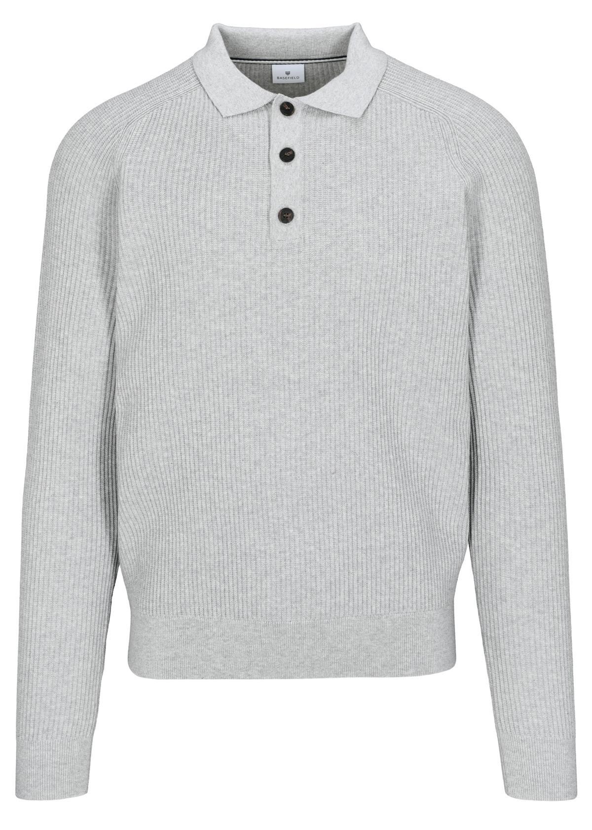 BASEFIELD - Polo Pullover light grey mel. - Gr. - M von BASEFIELD