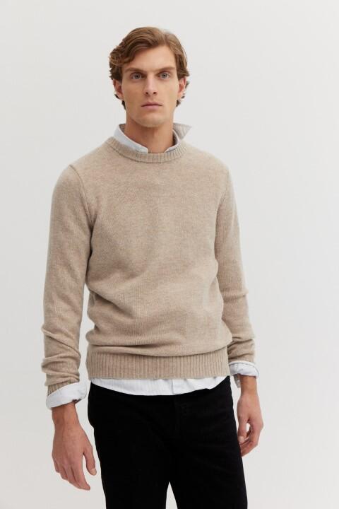 BASEFIELD - Rundhals Pullover beige mel. - Gr. - M von BASEFIELD