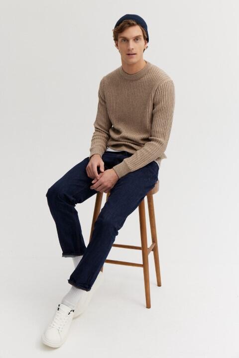 BASEFIELD - Rundhals Pullover beige mel. - Gr. - XXL von BASEFIELD