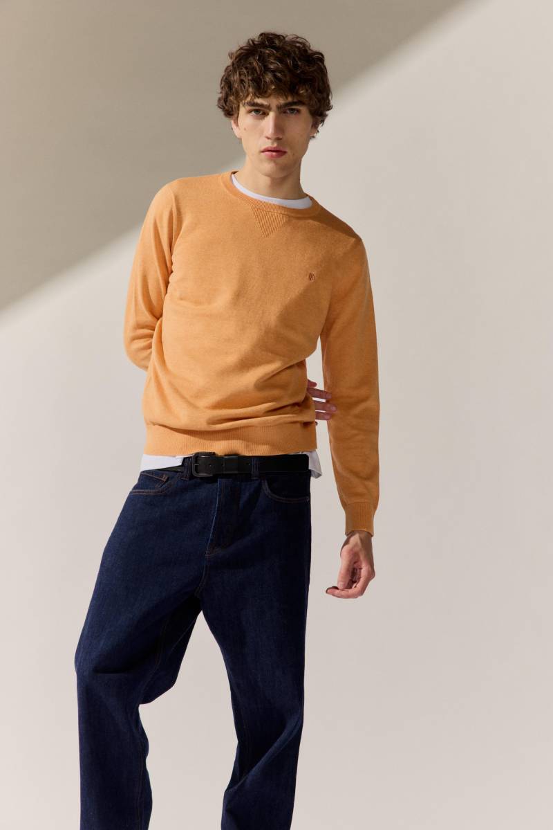 BASEFIELD - Rundhals Pullover light peach mel. - Gr. - L von BASEFIELD