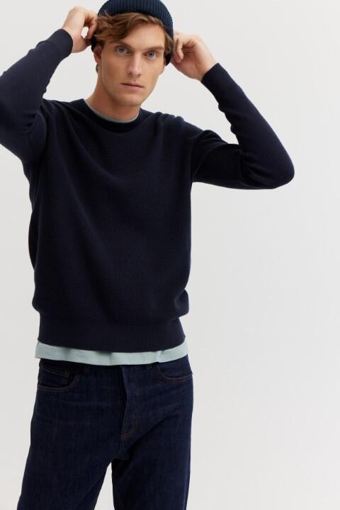 BASEFIELD - Rundhals Pullover night blue - Gr. - M von BASEFIELD