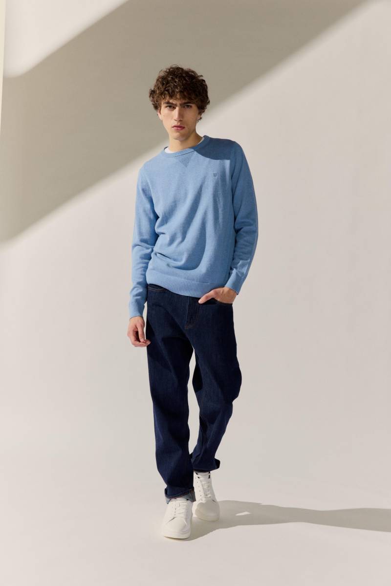 BASEFIELD - Rundhals Pullover steel blue mel. - Gr. - XXL von BASEFIELD