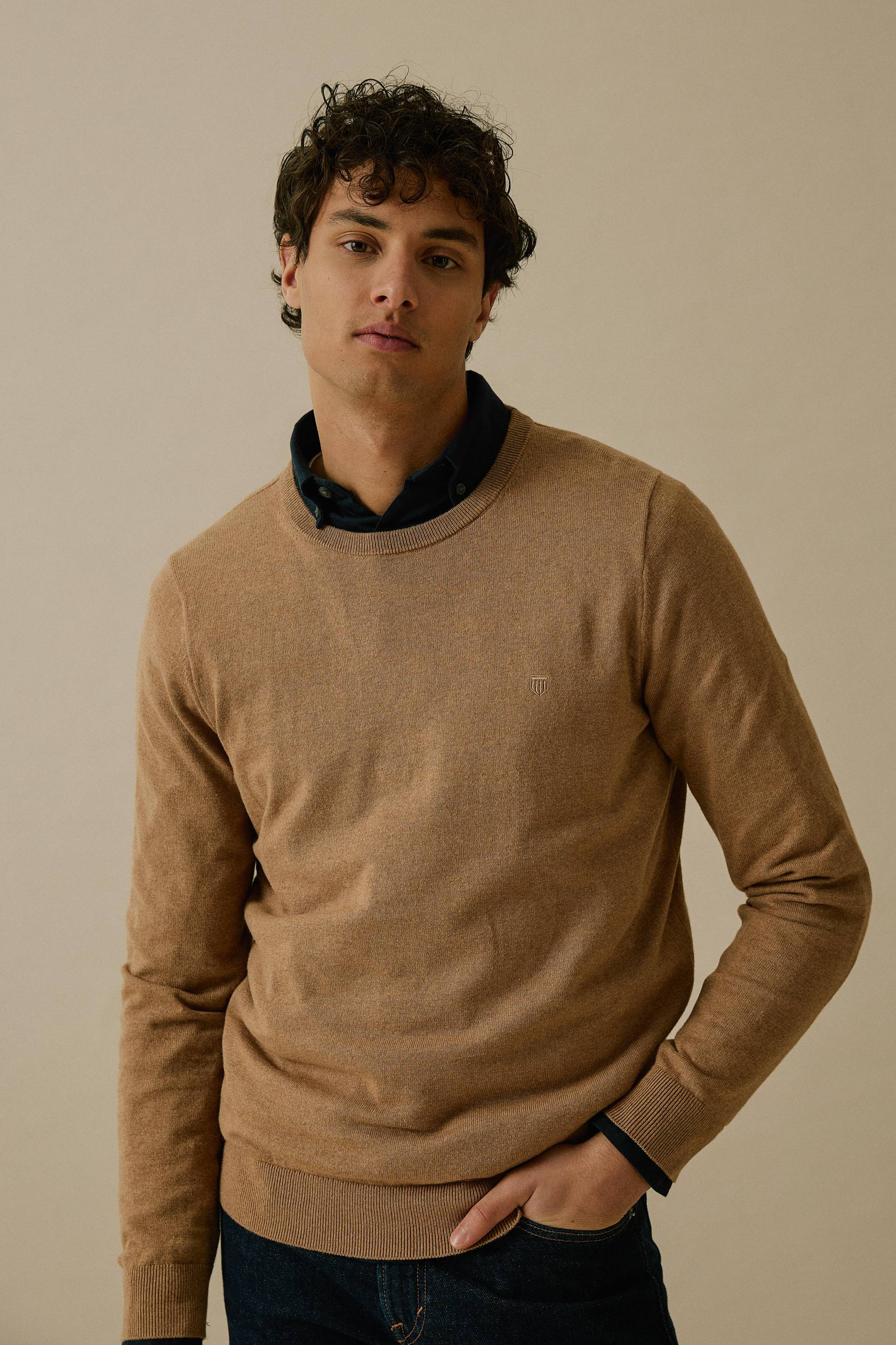 BASEFIELD - Rundhals Pullover toffee melange - Gr. - XXL von BASEFIELD