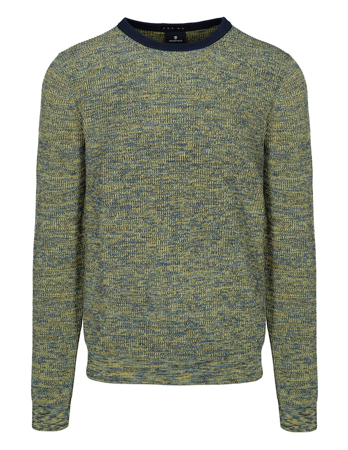 BASEFIELD - Rundhalspullover mit Kontrast-Bündchen blue navy - Gr. - XXL von BASEFIELD