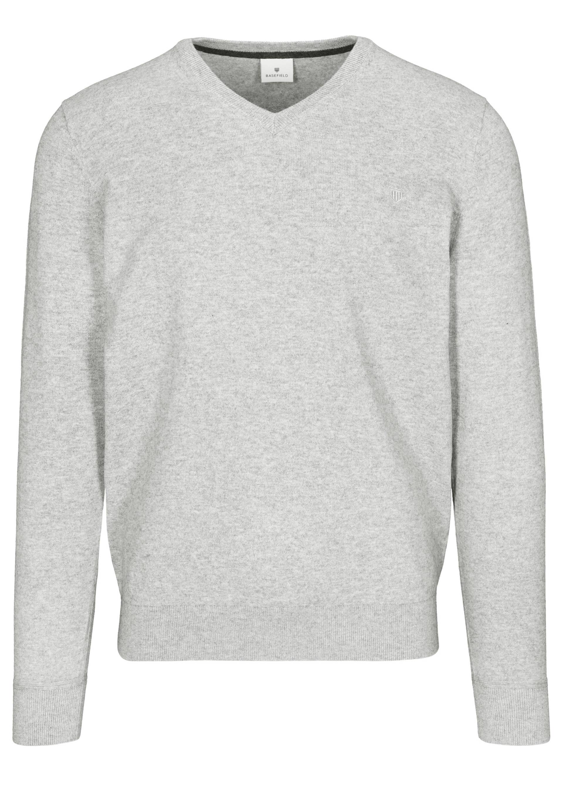 BASEFIELD - V Pullover light grey mel. - Gr. - XL von BASEFIELD